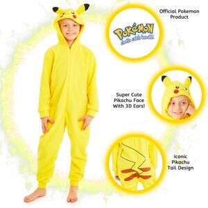 POKEMON Pikachu Kids Pajamas One Piece Costume Suit PJs Child size 4/5 EX COND